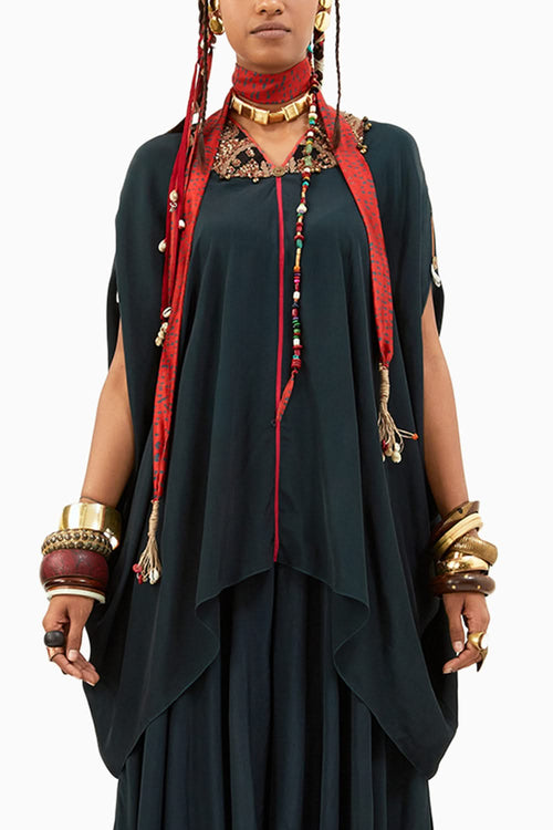 Deep Teal Fizaa Kaftan Tunic
