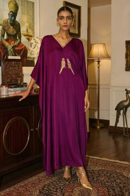 Parrot Paradise Purple Kaftan