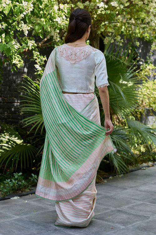 Crossroads Pink Saree With Blouse