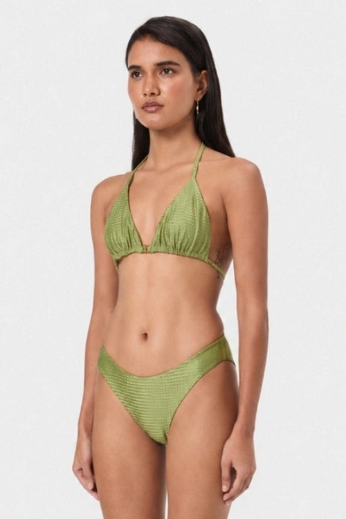 Pistachio Textured Triangle Bikini Top