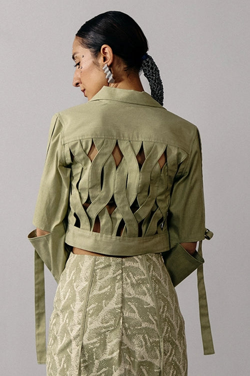 Sage Green Denim Loop Jacket