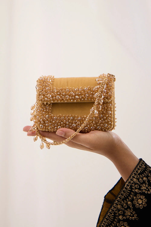 Aurel Crystal Mini Gold Bag
