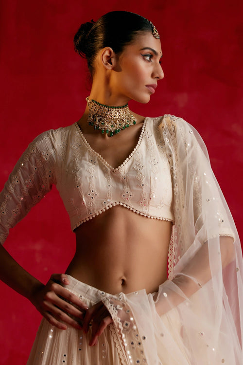 Off White SK-3D Lehenga