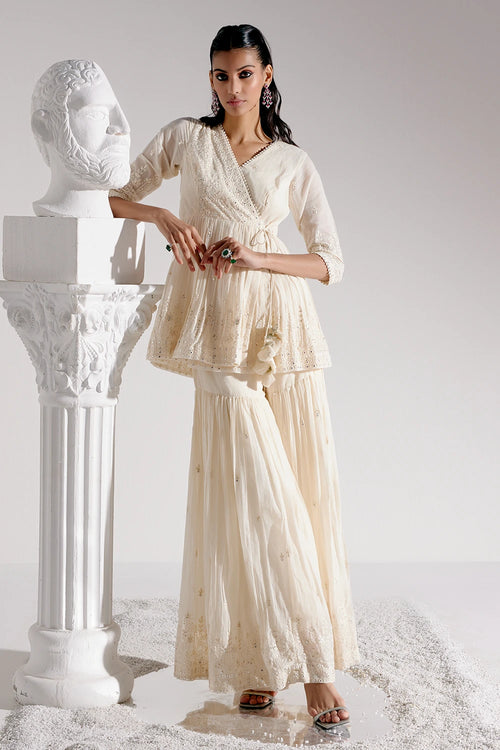 Off White Lotus Peplum Sharara
