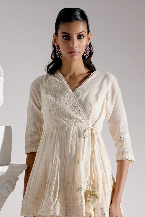 Off White Lotus Peplum Sharara