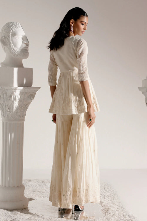 Off White Lotus Peplum Sharara