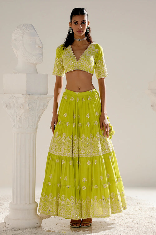 Neon Green Ambi Lehenga