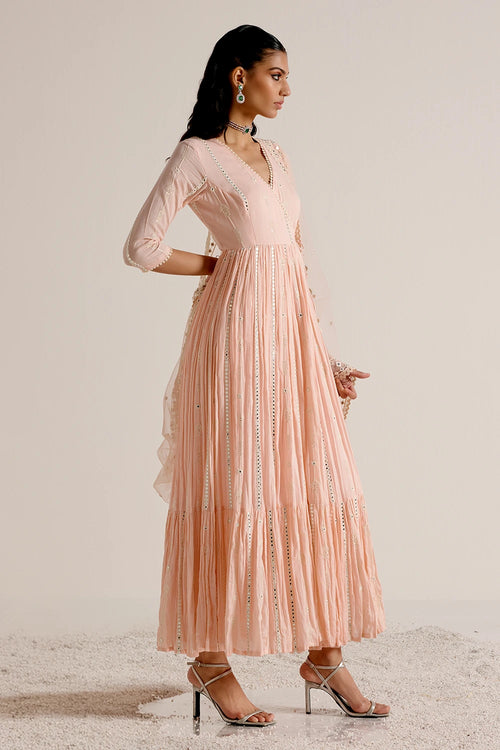 Blush Pink Criss Cross Angrakha