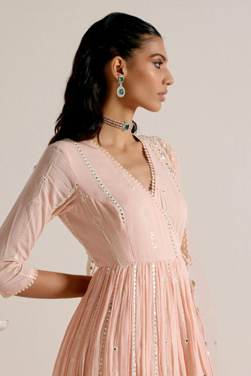 Blush Pink Criss Cross Angrakha