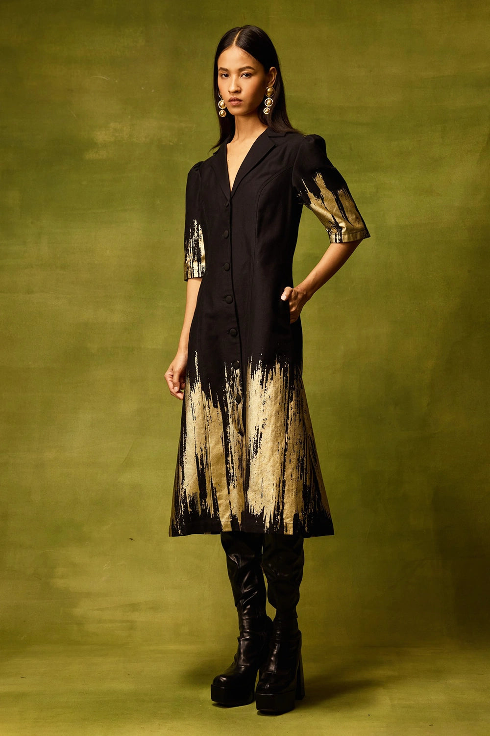 Twilight Gold Midi Dress