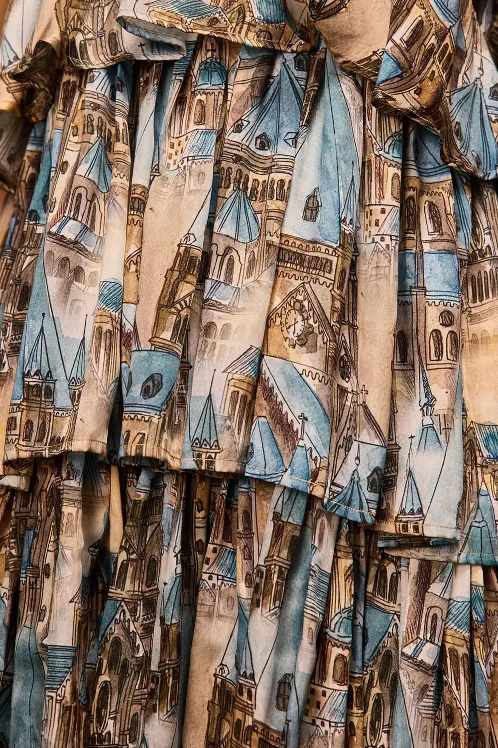 Vienna Cityscape Ruffle Dress