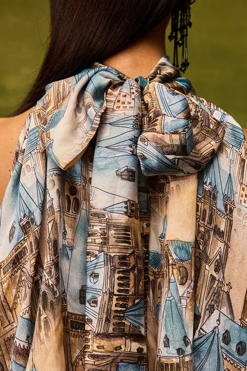 Vienna Cityscape Ruffle Dress