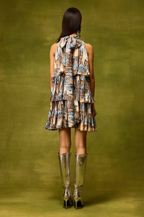 Vienna Cityscape Ruffle Dress
