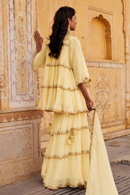 Butter 4 Tier Peplum Sharara