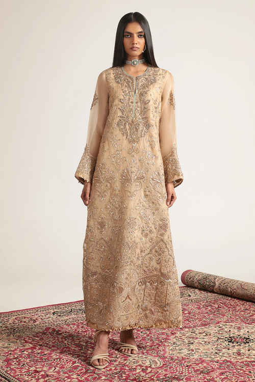 Zar Rang Ivory Heavy Jaal Kaftan Set
