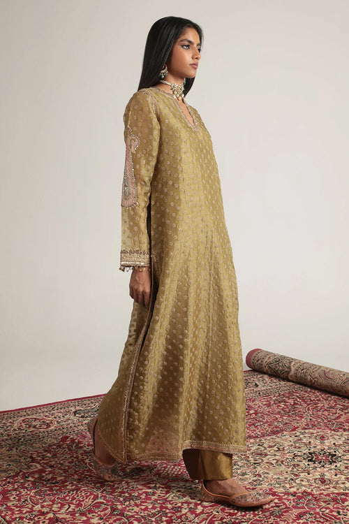 Zar Rang Olive Green Buti kurta Set