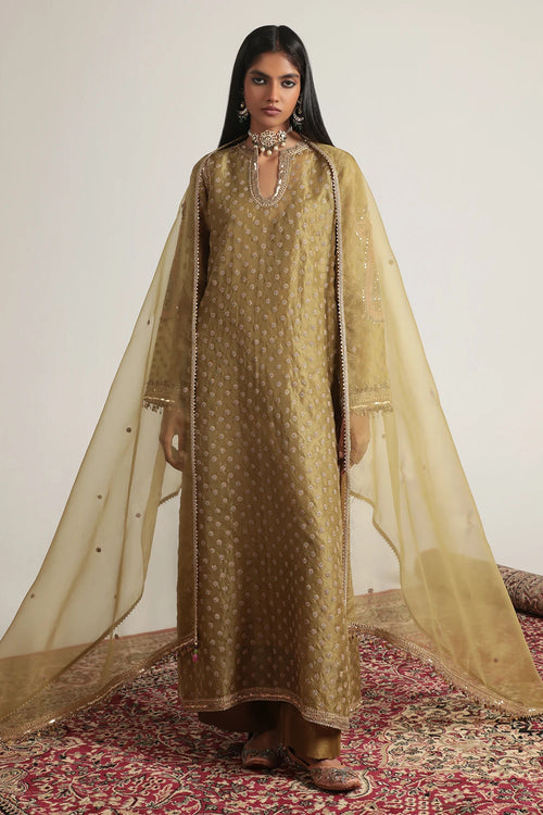 Zar Rang Olive Green Buti kurta Set