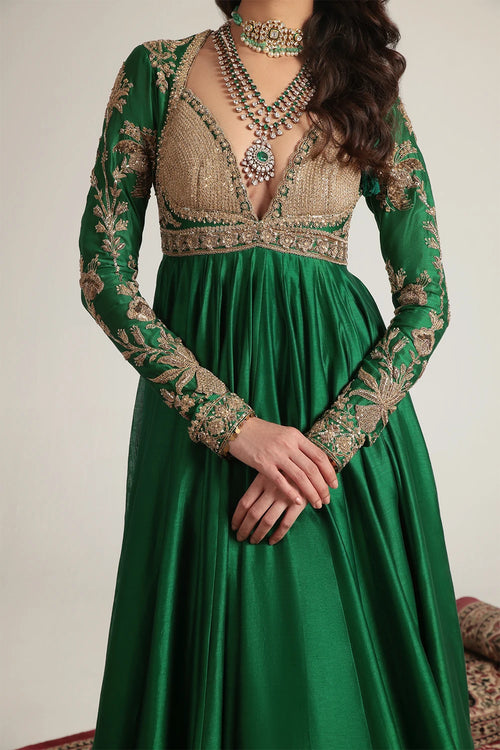 Zar Rang Green Heavy Yoke Kalidar Set