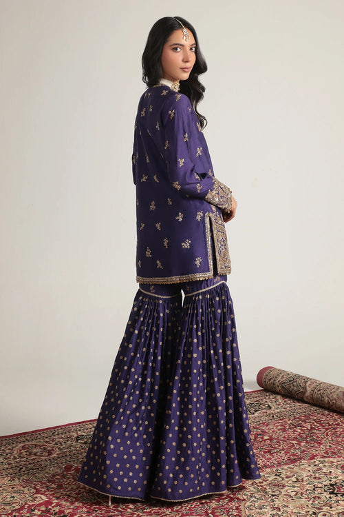 Zar Rang Purple Buti Sharara Set
