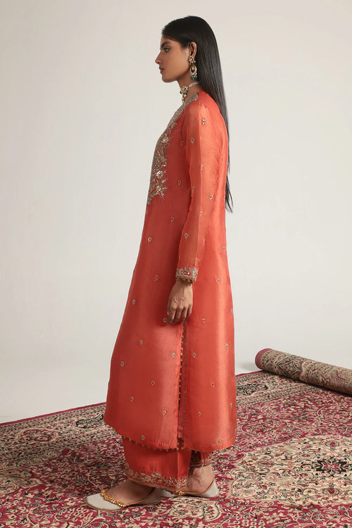 Zar Rang Orange Long Kurta Set