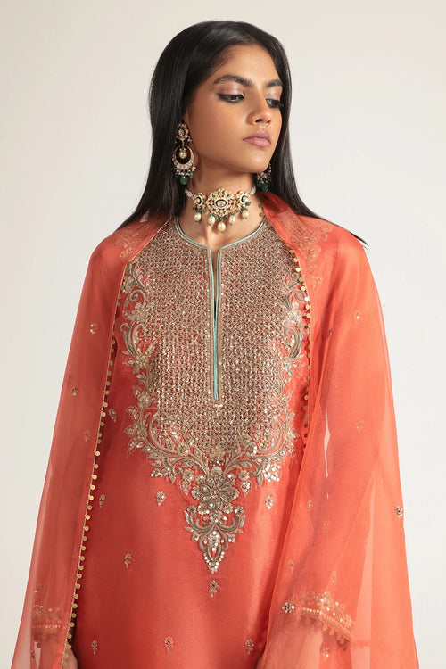 Zar Rang Orange Long Kurta Set