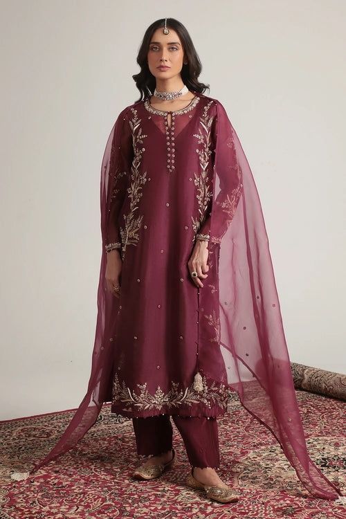 Zar Rang Wine Light Phool Patti Kurta Set