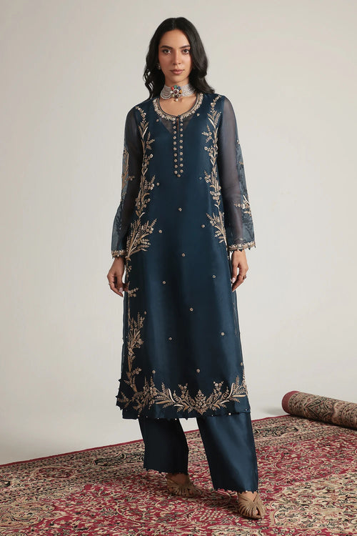 Zar Rang Blue Light Phool Patti Kurta Set