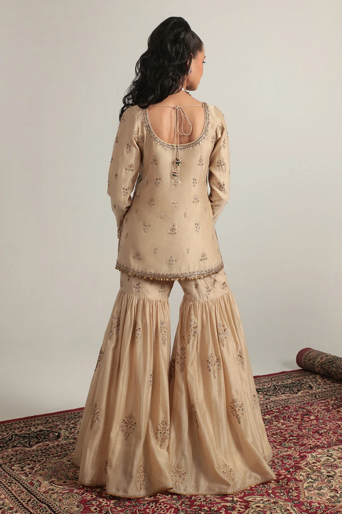 Zar Rang Ivory Sharara Set