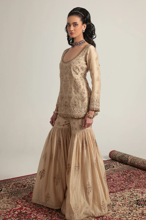 Zar Rang Ivory Sharara Set