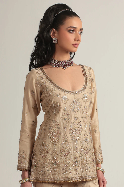 Zar Rang Ivory Sharara Set