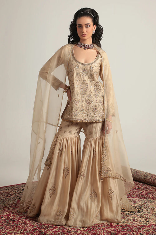Zar Rang Ivory Sharara Set