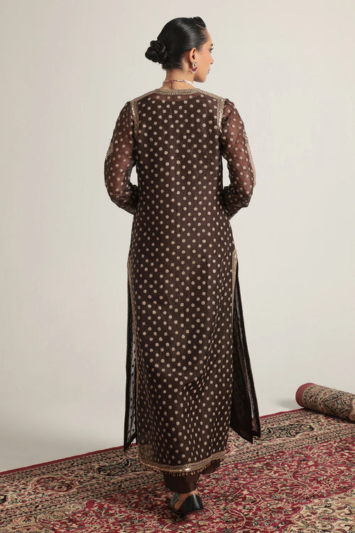Zar Rang Brown Buti Kurta Set