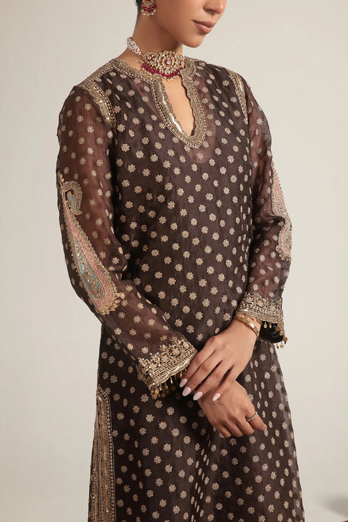 Zar Rang Brown Buti Kurta Set