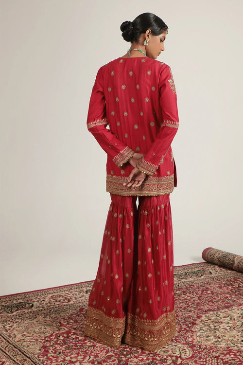 Zar Rang Red Phool Patti Sharara Set