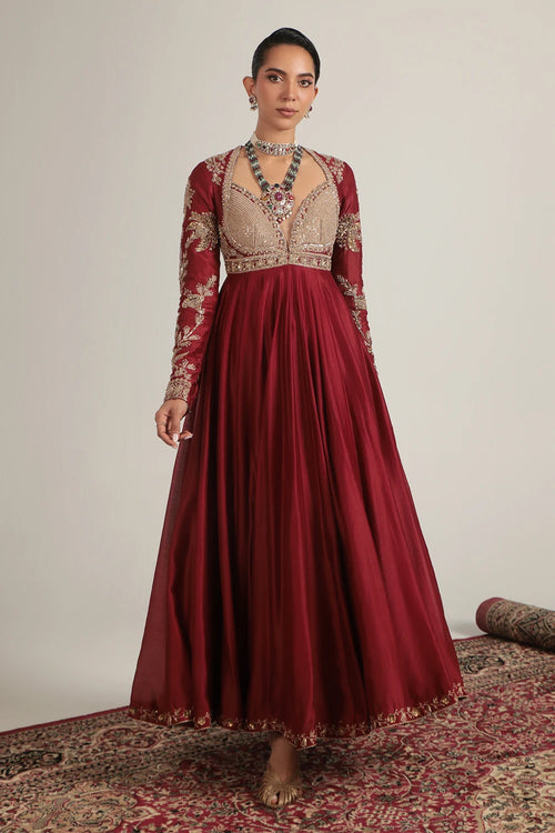 Zar Rang Maroon Heavy Yoke Kalidar Set