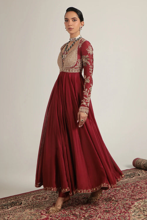 Zar Rang Maroon Heavy Yoke Kalidar Set