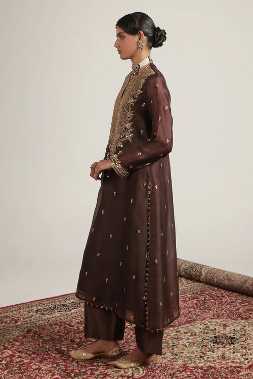 Zar Rang Brown Long Kurta Set