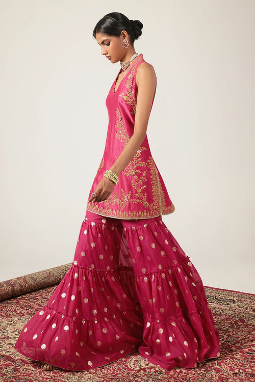 Mehrang Pink Sleeveless Sharara Set