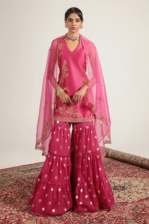 Mehrang Pink Sleeveless Sharara Set