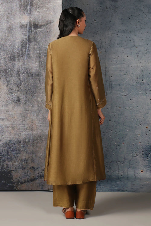 Mehrang Olive Green Frockstyle Kurta Set With Dupatta