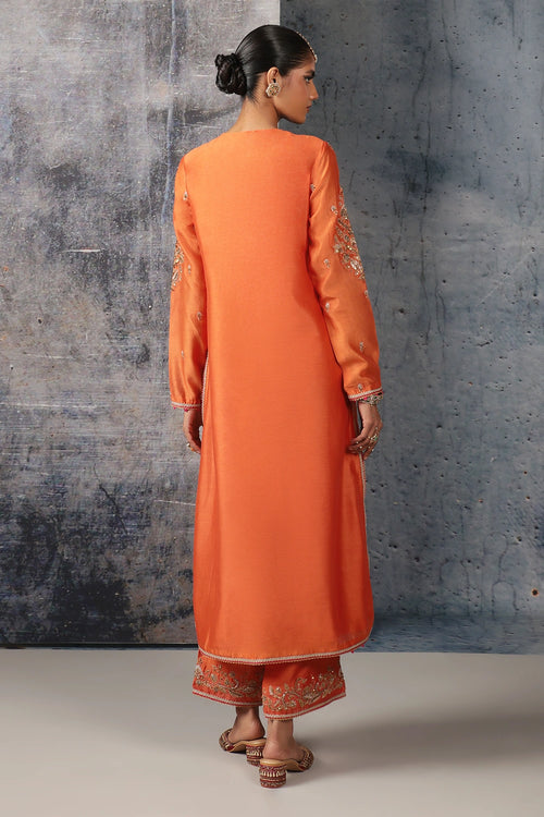 Mehrang Orange Straight Long Kurta Set
