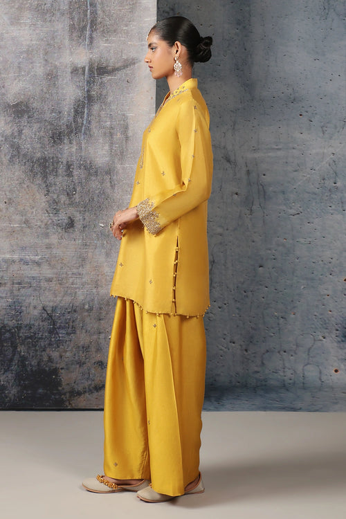 Mehrang Yellow Short Buti Kurta Set