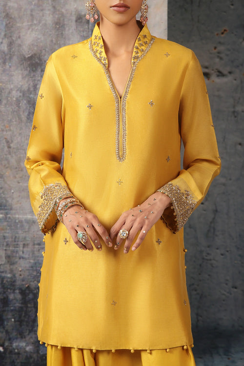 Mehrang Yellow Short Buti Kurta Set