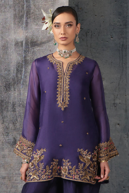 Zar Rang Purple Heavy Short Kurta Set
