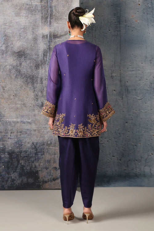 Zar Rang Purple Heavy Short Kurta Set