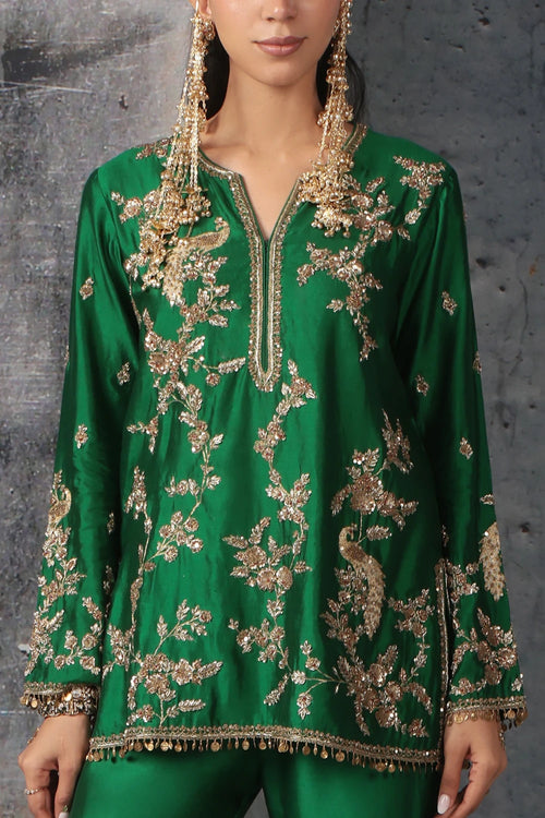 Zar Rang Green Jaal Sharara Set