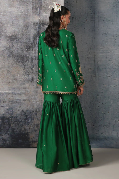 Zar Rang Green Jaal Sharara Set