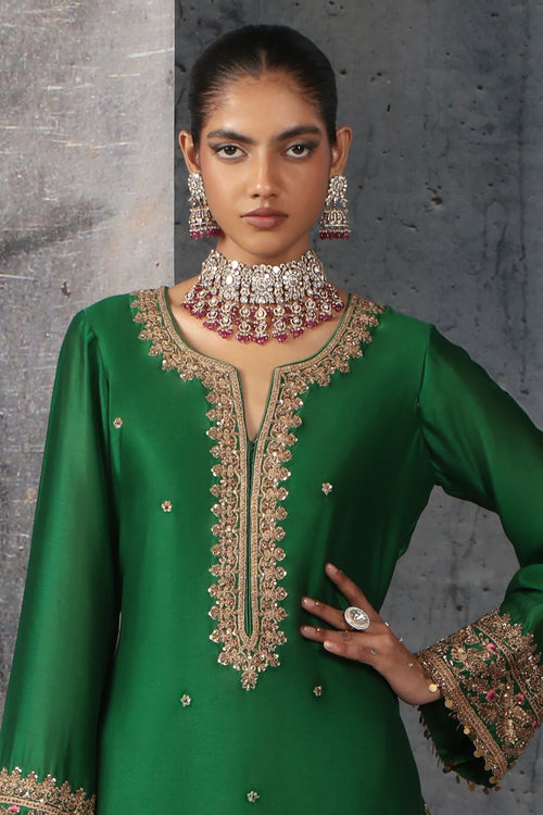 Zar Rang Green Heavy Sharara Set