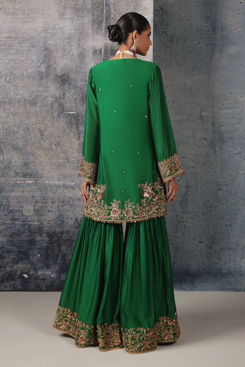 Zar Rang Green Heavy Sharara Set