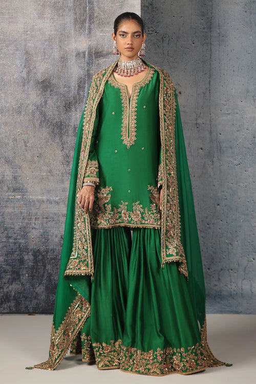 Zar Rang Green Heavy Sharara Set